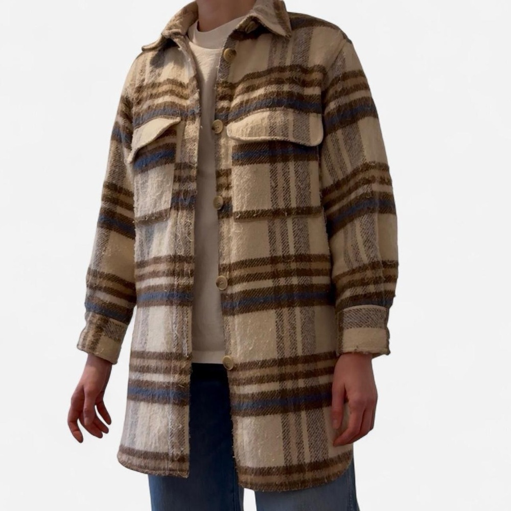 H&M Plaid Tan and Brown Women's Jacket